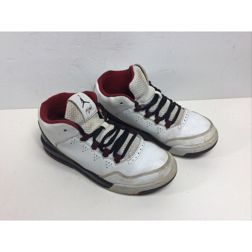 Nike Air Jordan Flight Shoes Kids Size 2Y White/Red/Black Sneakers 705161-106